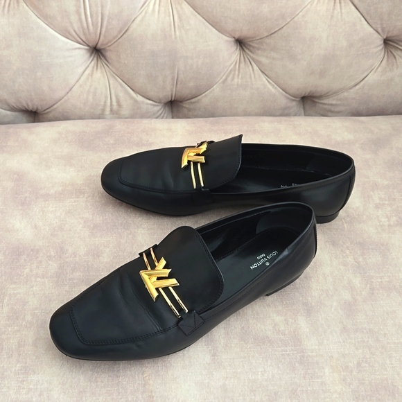 Louis Vuitton upper case flat loafers, black leather, size 39. Made in Italy. - Picture 2 of 10